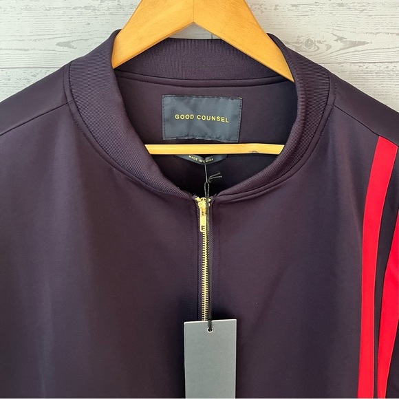 NWT Good Counsel Men's Large Pippen Track Full Zip Jacket Purple w Red Stripes - Picture 7 of 11